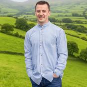 White and Blue striped Irish Grandfather Shirt - Navy image