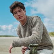 Raheen Tweed Oat Roll Neck Mens Sweater