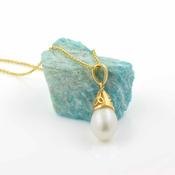 Pearl Trinity Knot Necklace in Gold Over Sterling Silver image