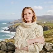 Belcare Ladies Aran Natural Roll Neck Sweater