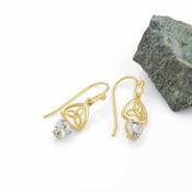 Gold Plated Trinity Knot Earrings With Cubic Zirconias image
