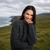Kilronan Aran Ladies Charcoal Honeycomb Sweater