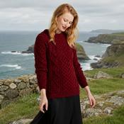 Éireann Ladies Traditional Aran Supersoft Red Sweater image