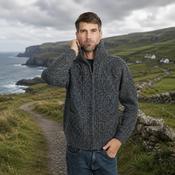Brannock Men's Charcoal Aran Zipper Cardigan