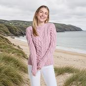 Listowel Ladies Aran Pink Cabled Sweater image