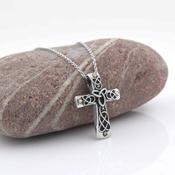 Silver Oxidized Celtic Cross with Marcasite Stones image