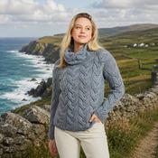 Kinsale Ladies Cable Grey Aran Sweater image