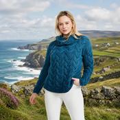 Kinsale Ladies Cable Turquoise Aran Sweater image