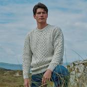 Inisheer Traditional Natural Mens Aran Flecked Cream Sweater