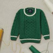 Cuddly Cute Green Childrens Aran Sweater