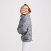 Derreen Grey Aran Horizontal Cable Sweater