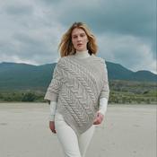 Glencar Ladies Classic Aran Oat Poncho