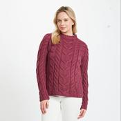 Listowel Ladies Aran Raspberry Cabled Sweater