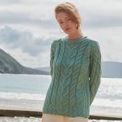 Listowel Ladies Aran Mint Cabled Sweater