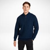 Ballycroy Mens Aran Half Zip Navy Sweater image