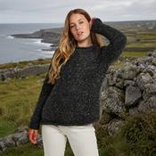 Brackloon Tweed Roll Neck Charcoal Ladies Sweater