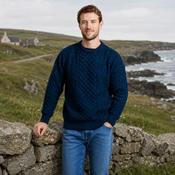 Inisheer Traditional Natural Mens Aran Navy Sweater