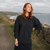Inisheer Traditional Ladies Aran Charcoal Sweater