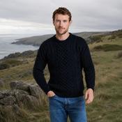 Inisheer Traditional Natural Mens Aran Dark Navy Sweater image