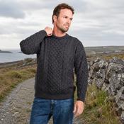 Inisheer Traditional Natural Mens Aran Charcoal Sweater