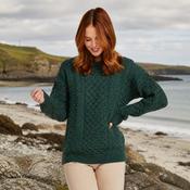 Inisheer Traditional Ladies Aran Green Sweater