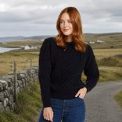 Inisheer Traditional Ladies Aran Navy Sweater