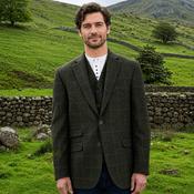 Irish Tweed Sport Jacket - Dark Olive Brown Overcheck image