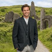 Irish Tweed Sports Jacket - Dark Blue Overcheck