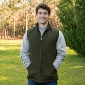 James Herringbone Sleeveless Bodywarmer - Olive Herringbone image