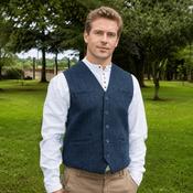 Tweed Herringbone Waistcoat - Navy image