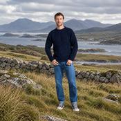 Raheen Tweed Navy Roll Neck Mens Sweater