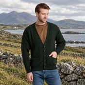Mens V Neck Forest Green Cardigan