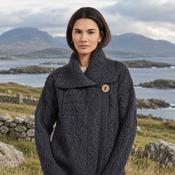 Céide Ladies Charcoal Aran Cardigan