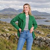 Céide Ladies Green Aran Cardigan