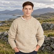 Raheen Tweed Natural Roll Neck Mens Sweater