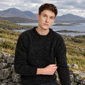 Raheen Tweed Black Roll Neck Mens Sweater