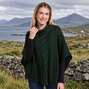 Torc Ladies Green Aran Poncho