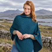 Glenbeigh Turquoise Aran Poncho