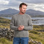 Killykeen Mens Fisherman Ribbed Grey Crew Sweater