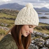 Honeycomb and Cable Hat with Pom Poms image