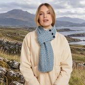 Ballina Aran Buttoned Blue Loop Scarf image