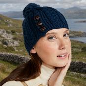 Cong Aran Merino Atlantic Blue Hat with Pom Pom image