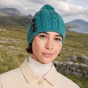 Cong Aran Merino Turquoise Hat with Pom Pom image