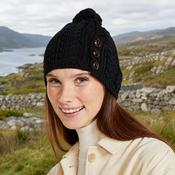 Cong Aran Merino Black Hat with Pom Pom image