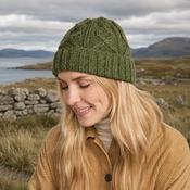 Mulranny Green Aran Diamond Stitch Hat image