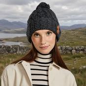 Charcoal Aran Hat with Buttons image