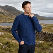 Killykeen Mens Fisherman Ribbed Ocean Blue Crew Sweater