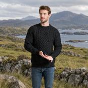 Inishbofin Mens Traditional Aran Charcoal Sweater