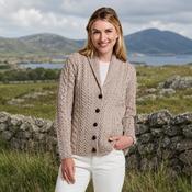 Tourmakeady Shawl Collar Aran Oat Cardigan