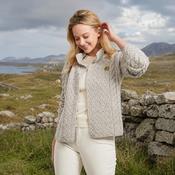 Louisburgh Ladies Cable Aran Oat Cardigan